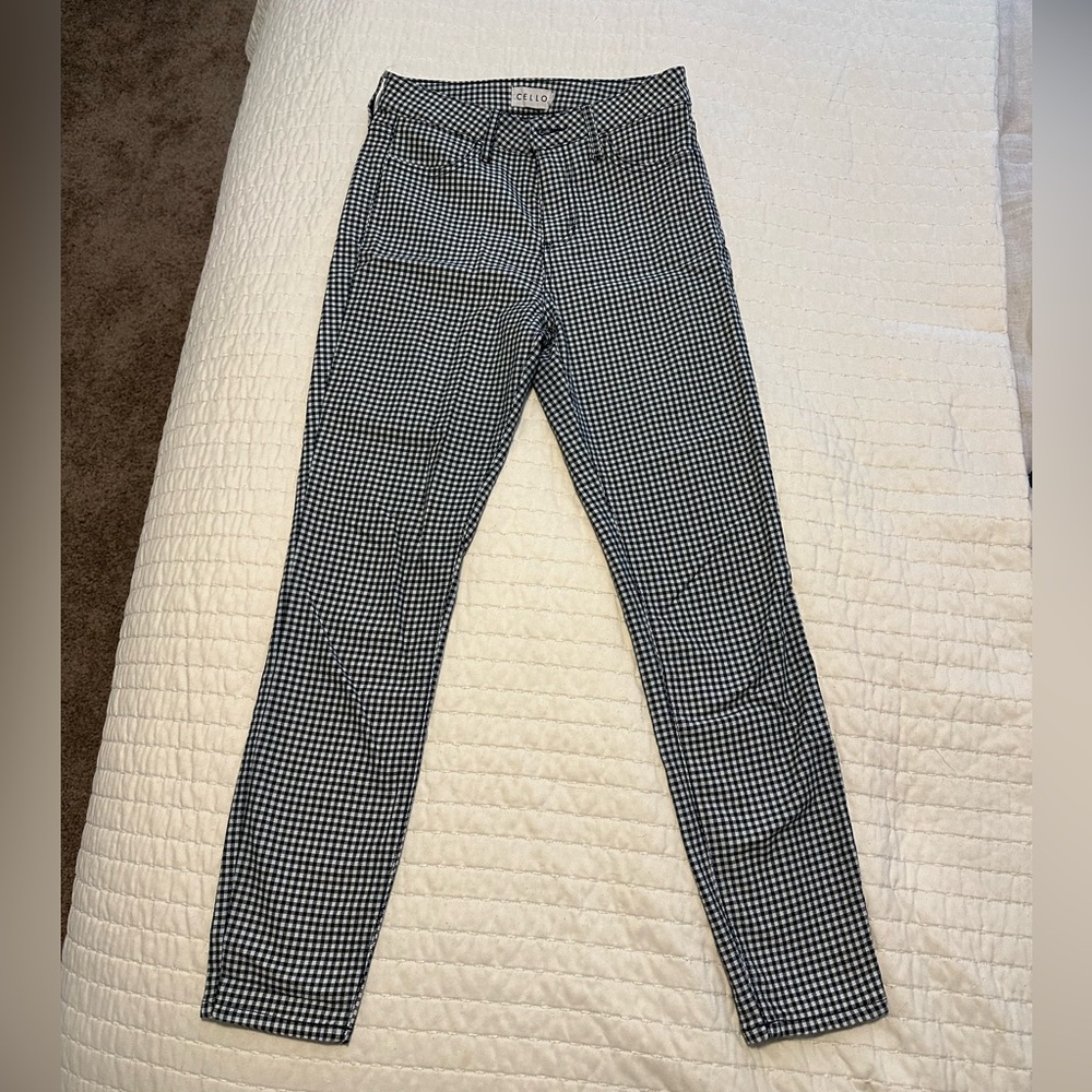 Cello Black and White Checkered cropped jeans